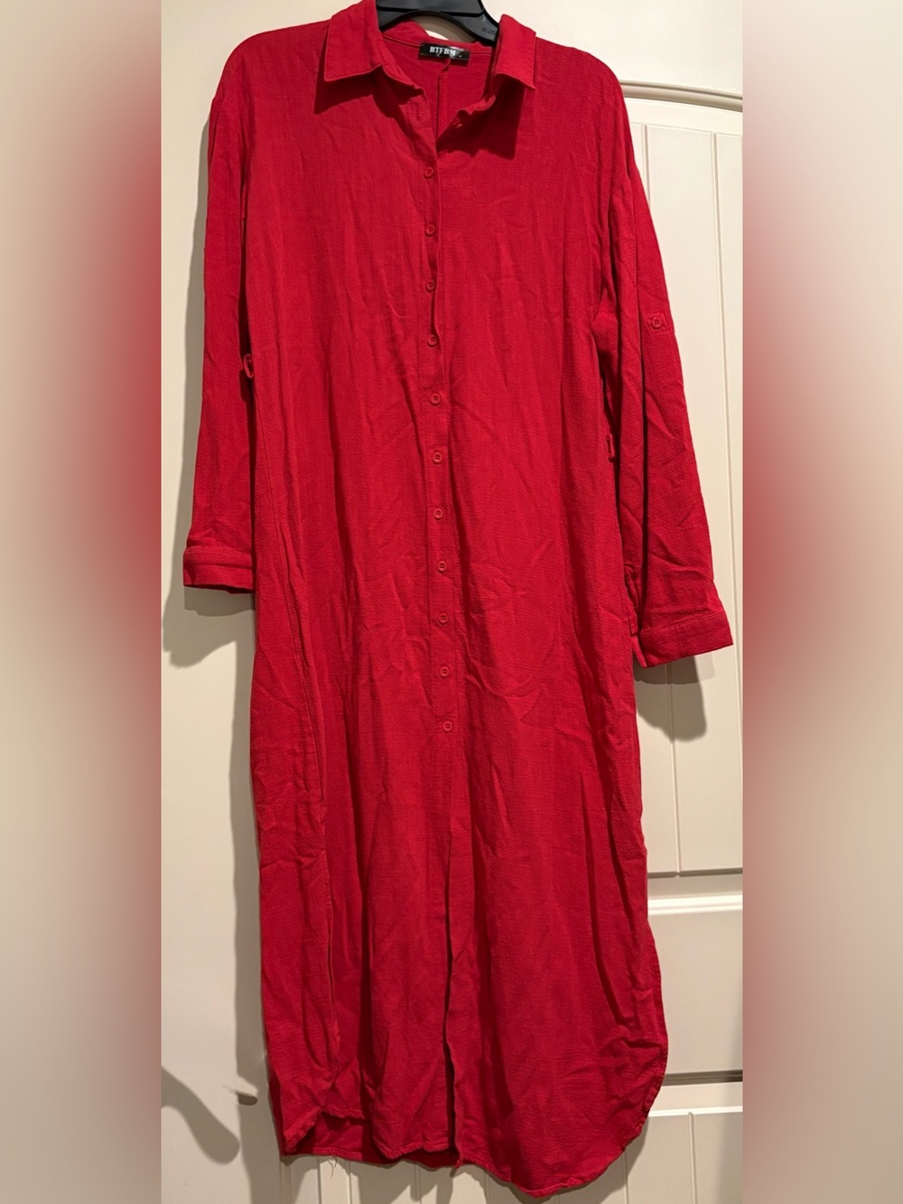 Red Button-Front Women’s Dress